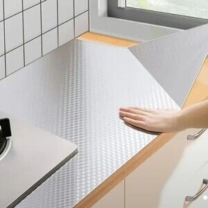 Silver metallic look contact paper countertops walls heat resistant set of 8